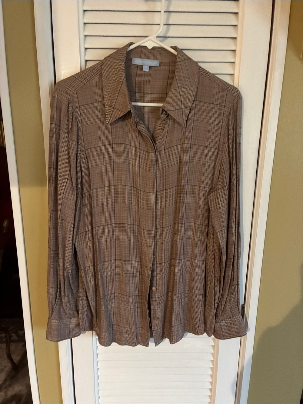 ANTONIO MELANI Plaid Shirt in Brown and Burgundy Houndstooth
